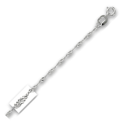 14K Solid White Gold Singapore Chain 1mm thick 16 Inches