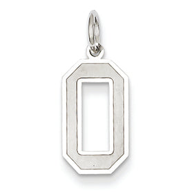 14K White Gold Medium Satin Number 0 Charm