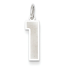 14K White Gold Medium Satin Number 1 Charm