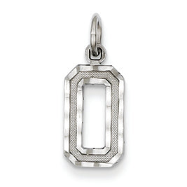 14K Goldw Casted Small Diamond Cut Number 0 Charm