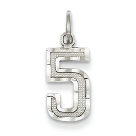 14K Goldw Casted Small Diamond Cut Number 5 Charm