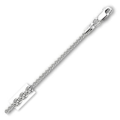 14K Solid White Gold Round Wheat Chain 1.5mm thick 22 Inches