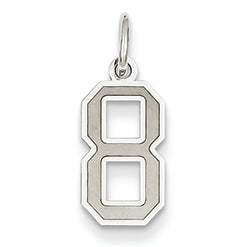 14K White Gold Small Satin Number 8 Charm