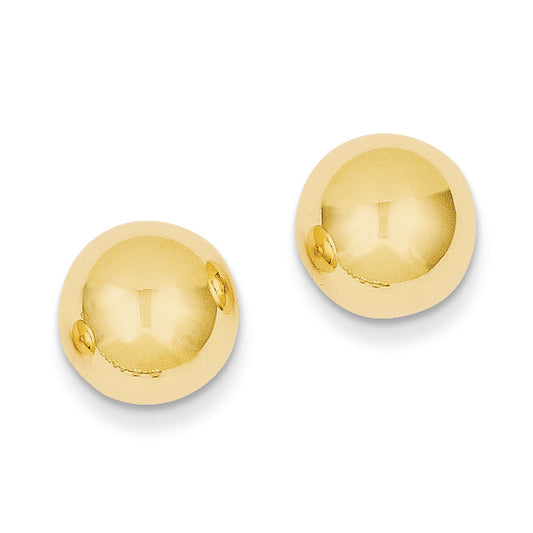 14K Gold Polished 10mm Ball Post Earrings