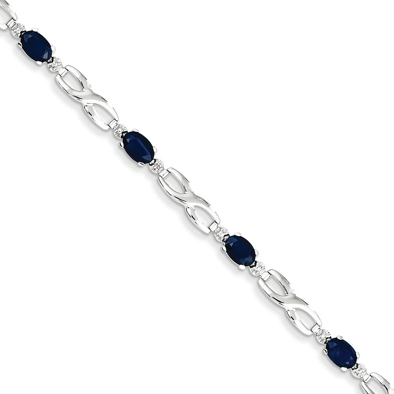 3.3 Carat 14K White Gold Completed Figure-8 Diamond/Sapphire Brac