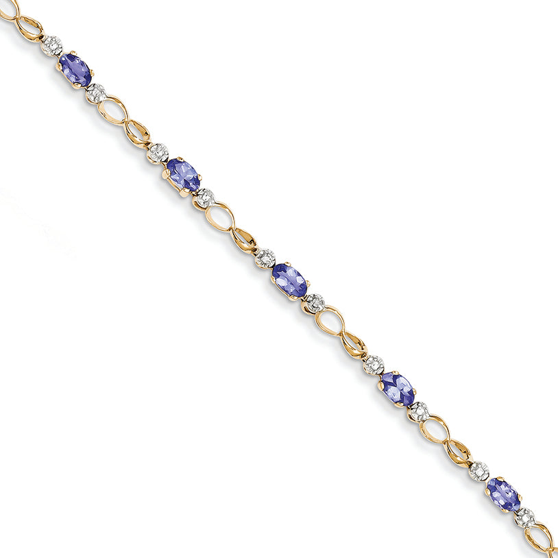 1.8 Carat 14K Gold Completed Open-Link Diamond/Tanzanite Bracelet