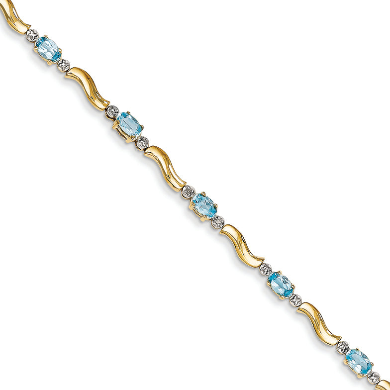 2.8 Carat 14K Gold Completed Fancy Diamond/Blue Topaz Bracelet