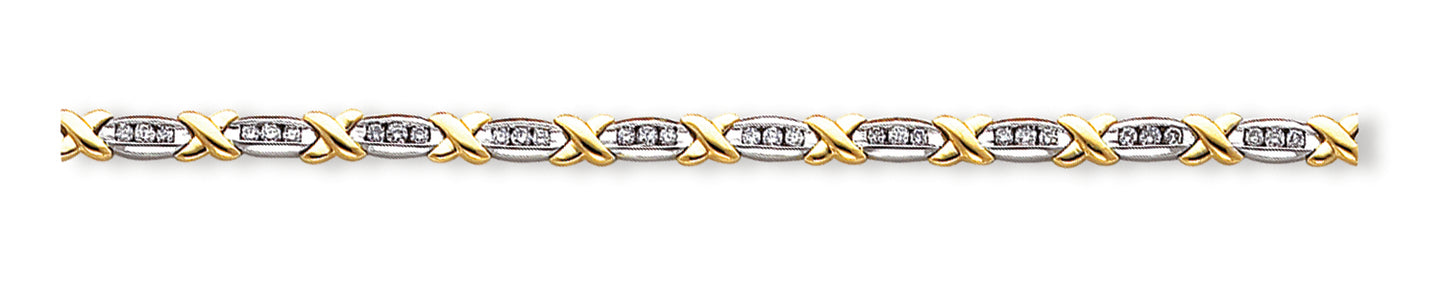 1.1 Carat 14K Gold Two-Tone Polished Quality Completed Fancy Diamond Tennis Brac