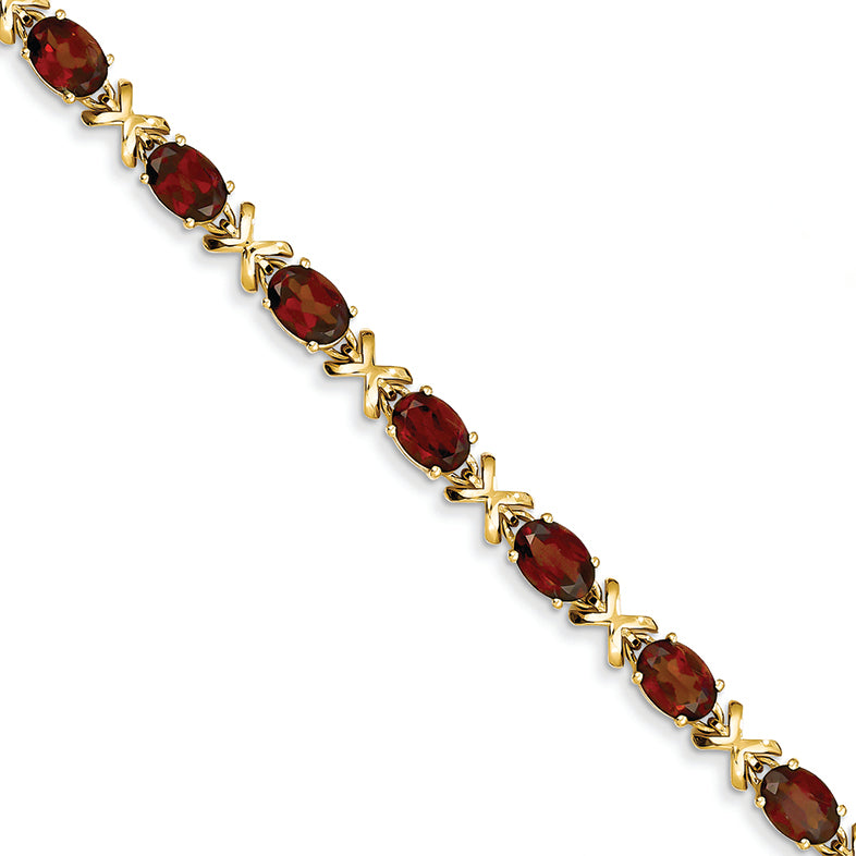 12.6 Carat 14K Gold 7x5mm Oval Garnet bracelet