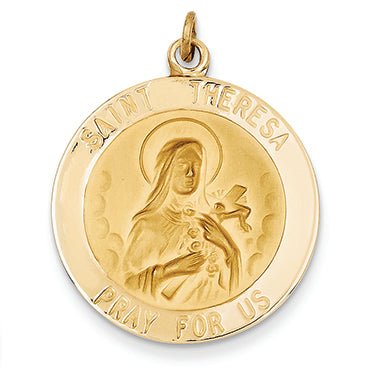 14K Gold Saint Theresa Medal Pendant