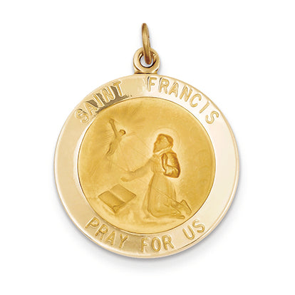 14K Gold Saint Francis Medal Pendant