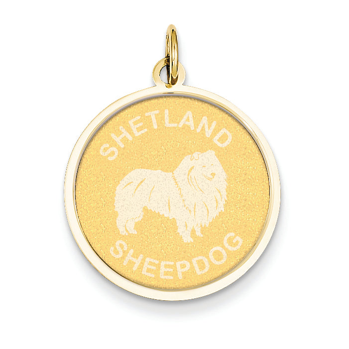 14K Gold Shetland Sheepdog Disc Charm