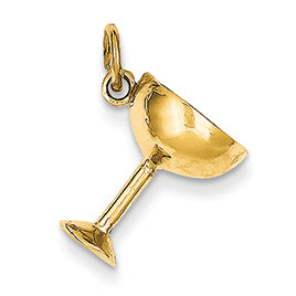 14K Gold Champagne Glass Charm