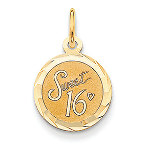 14K Gold Sweet Sixteen Disc Charm