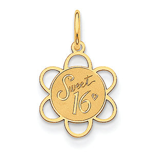 14K Gold Sweet Sixteen Disc Charm