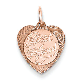 14K Gold Rose Gold Best Friend Heart Disc Charm