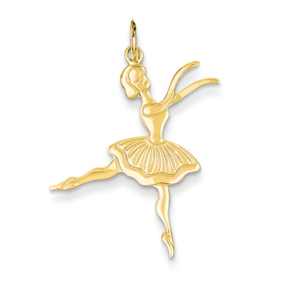 14K Gold Satin Polished Ballerina Charm