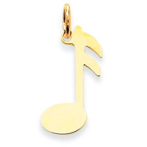 14K Gold Polished Musical Note Charm