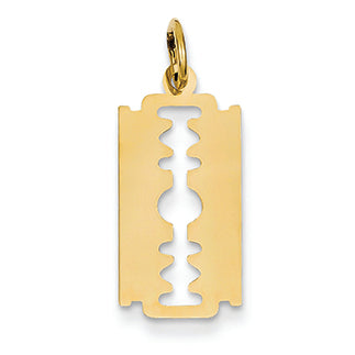 14K Gold Polished Razor Blade Charm