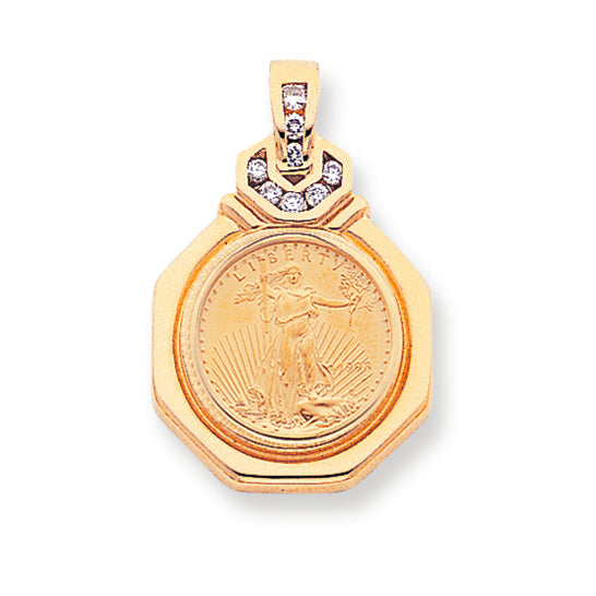 0.3 Carat 14K Gold Diamond coin bezel pendant
