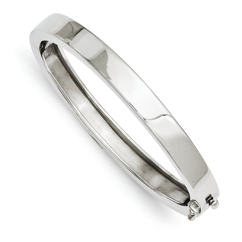 14K White Gold 7.4mm Polished Casted Hinged Bangle Bracelet