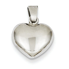 14K White Gold Puffed Heart Pendant