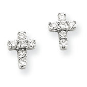 0.1 Carat 14K White Gold Diamond Cross Earrings