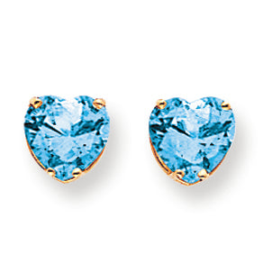 4.6 Carat 14K Gold 8mm Heart Blue Topaz earring