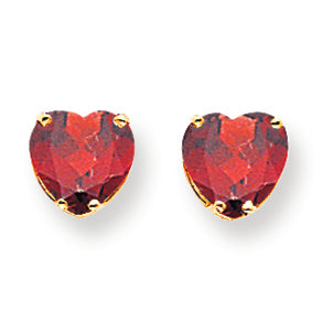 4.2 Carat 14K Gold 8mm Heart Garnet earring