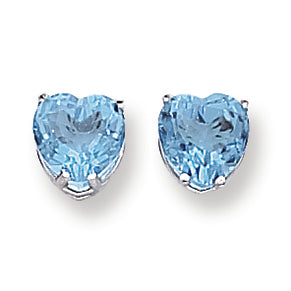 4.6 Carat 14K Gold Blue Topaz Diamond heart stud earring