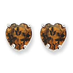 3.2 Carat 14K Goldw 8mm Heart Smokey Quartz Earring