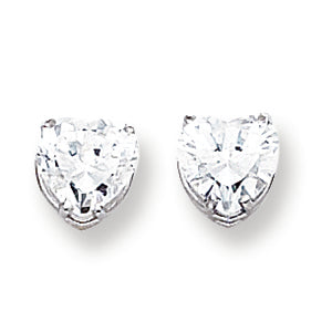 14K Gold Cubic Zirconia Diamond heart stud earring