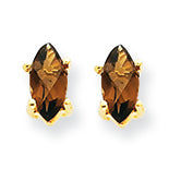 0.4 Carat 14K Gold 6x3 Marquise Smokey Quartz Earring