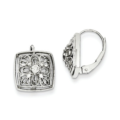 0.2 Carat 14K White Gold Diamond Leverback Earrings