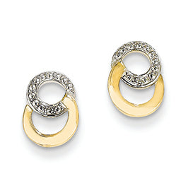 14K Gold Yellow Gold & Rhodium Diamond Earrings