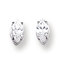 14K Gold Cubic Zirconia Diamond marquis stud earring