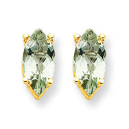 1.1 Carat 14K Gold 8x4 Marquise Green Amethyst Earring