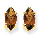 1.1 Carat 14K Gold 8x4 Marquise Smokey Quartz Earring