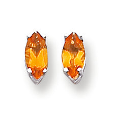 1 Carat 14K Gold Citrine Diamond marquis stud earring