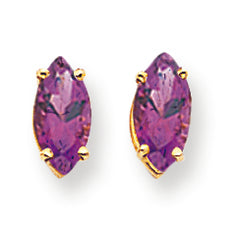 2 Carat 14K Gold 10x5mm Marquise Amethyst earring