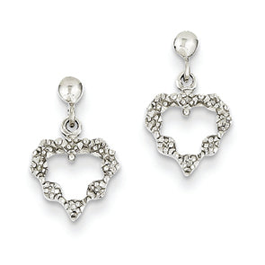 0.1 Carat 14K White Gold Diamond Heart Earrings
