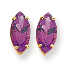 3.4 Carat 14K Gold 12x6mm Marquise Amethyst earring