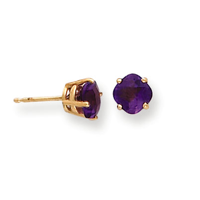 1.6 Carat 14K Gold 6x6mm Cushion Amethyst Checker earring