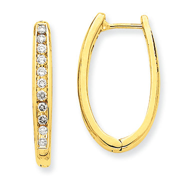 0.5 Carat 14K Gold Diamond Oval Hoop Earrings