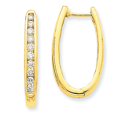 0.8 Carat 14K Gold Diamond Oval Hoop Earrings
