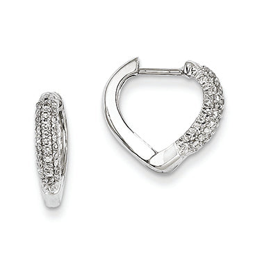 0.3 Carat 14K White Gold Diamond Heart Hinged Hoop Earrings