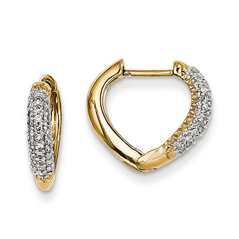 0.3 Carat 14K Gold Diamond Heart Hinged Hoop Earrings