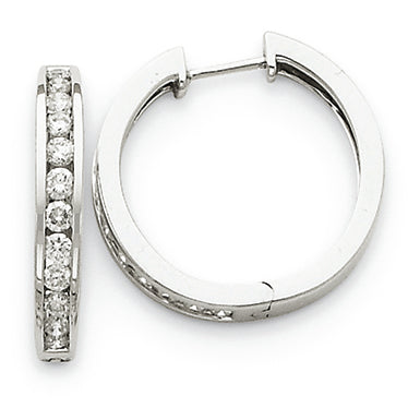 1 Carat 14K White Gold Diamond Hinged Hoop Earrings
