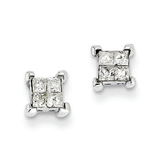 0.3 Carat 14K White Gold Princess Diamond Screwback Earrings