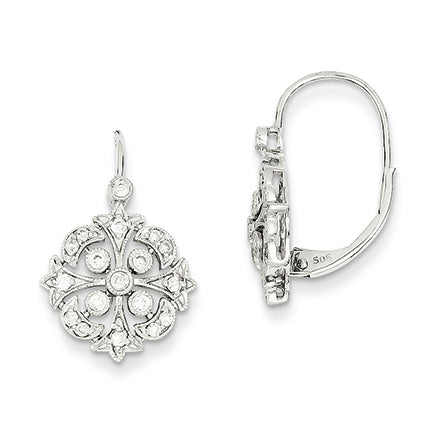 0.3 Carat 14K White Gold Diamond Leverback Earrings